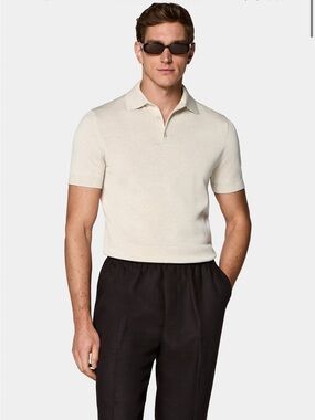 Suit Supply NWT Cotton Silk Polo Shirt in Cream